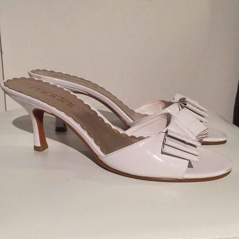 🔥SALE! White Heels Sandal Shoes Peep Toe Bow